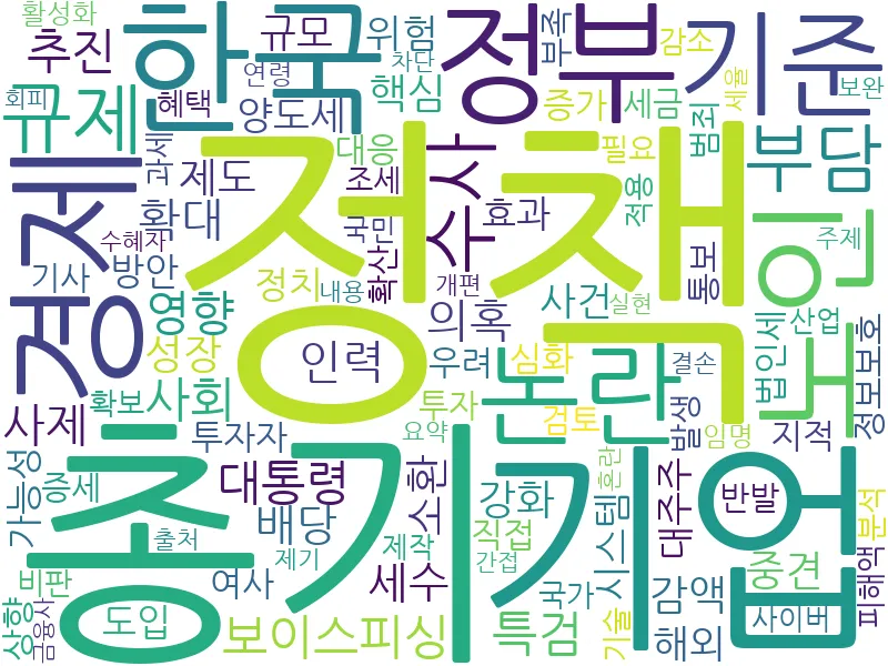 세금 정책 개편 관련 키워드 분석